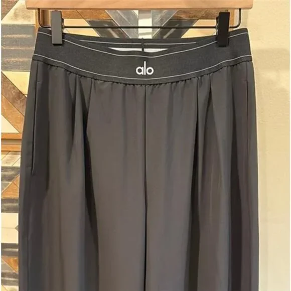 ALO Yoga Black Wide-Leg Trousers - Picture 5 of 8